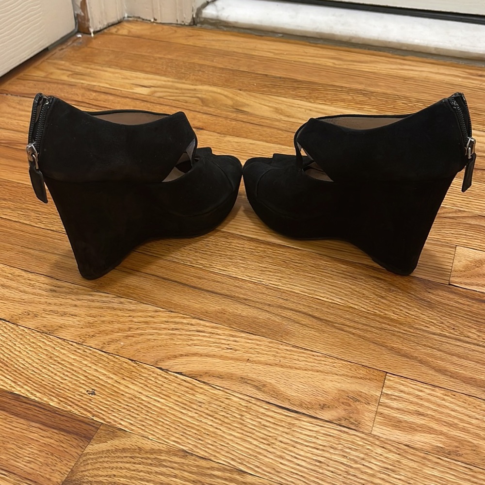 Prada shoes flat form black velvet open toe’s - Picture 6 of 7